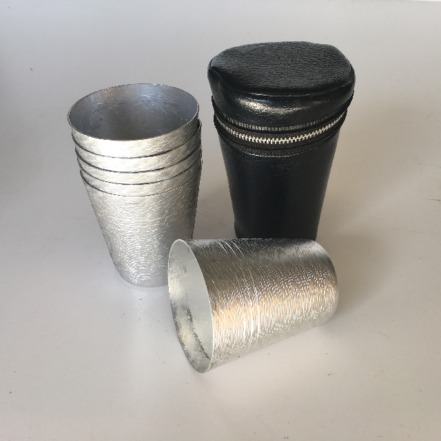 CUP SET, Aluminium Cups in Leather Case